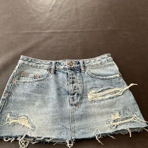 Distressed Denim Mini Skirt Ksubi